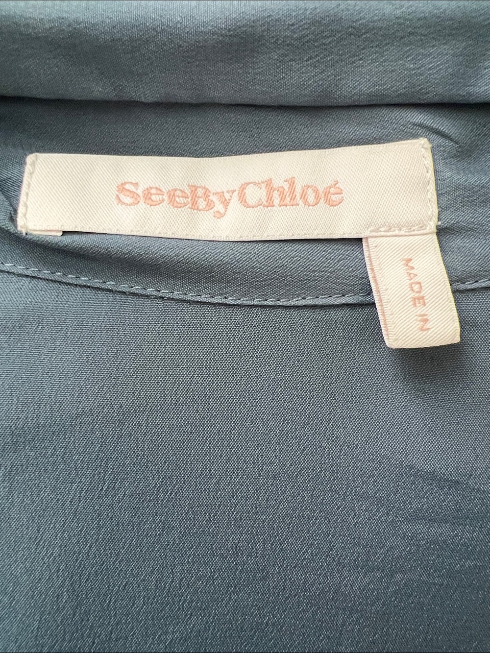 See By Chloé Silk Blend Tie Neck Ruffle Dress Mirage Blue US 8 | EU 40 - Picture 7 of 12